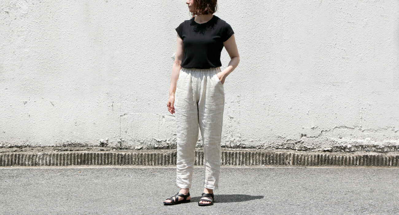 mumokuteki×08Mab / リネンテーパード裏地付きパンツ特集6” width=