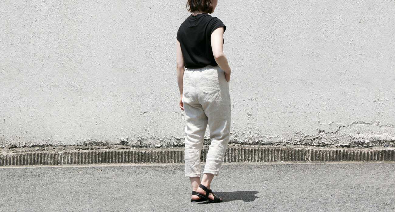 mumokuteki×08Mab / リネンテーパード裏地付きパンツ特集5” width=