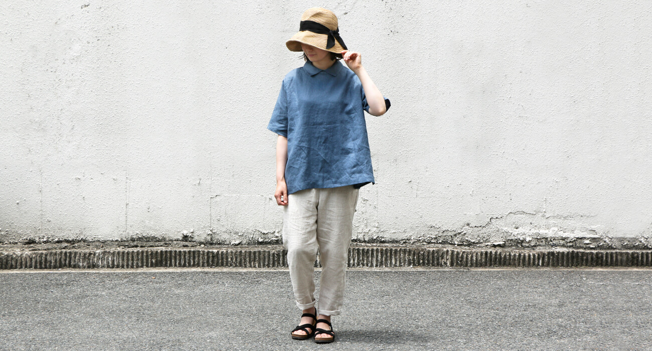 mumokuteki×08Mab / リネンテーパード裏地付きパンツ特集7” width=