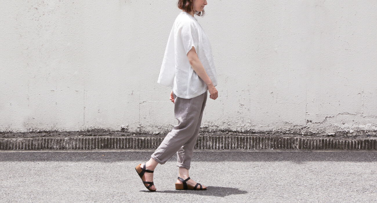 mumokuteki×08Mab / リネンテーパード裏地付きパンツ特集4” width=