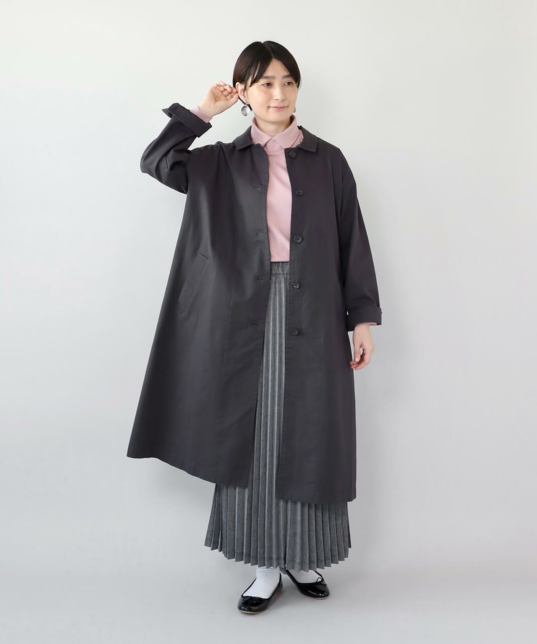 30%off】blue willowコットンツイルのステンカラーコート