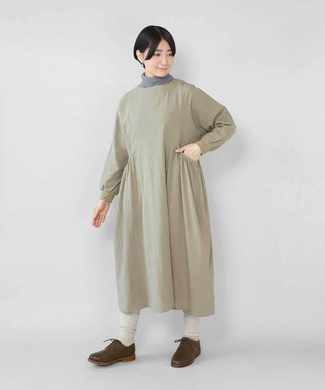 ふんわりと可愛らしい印象の一着
