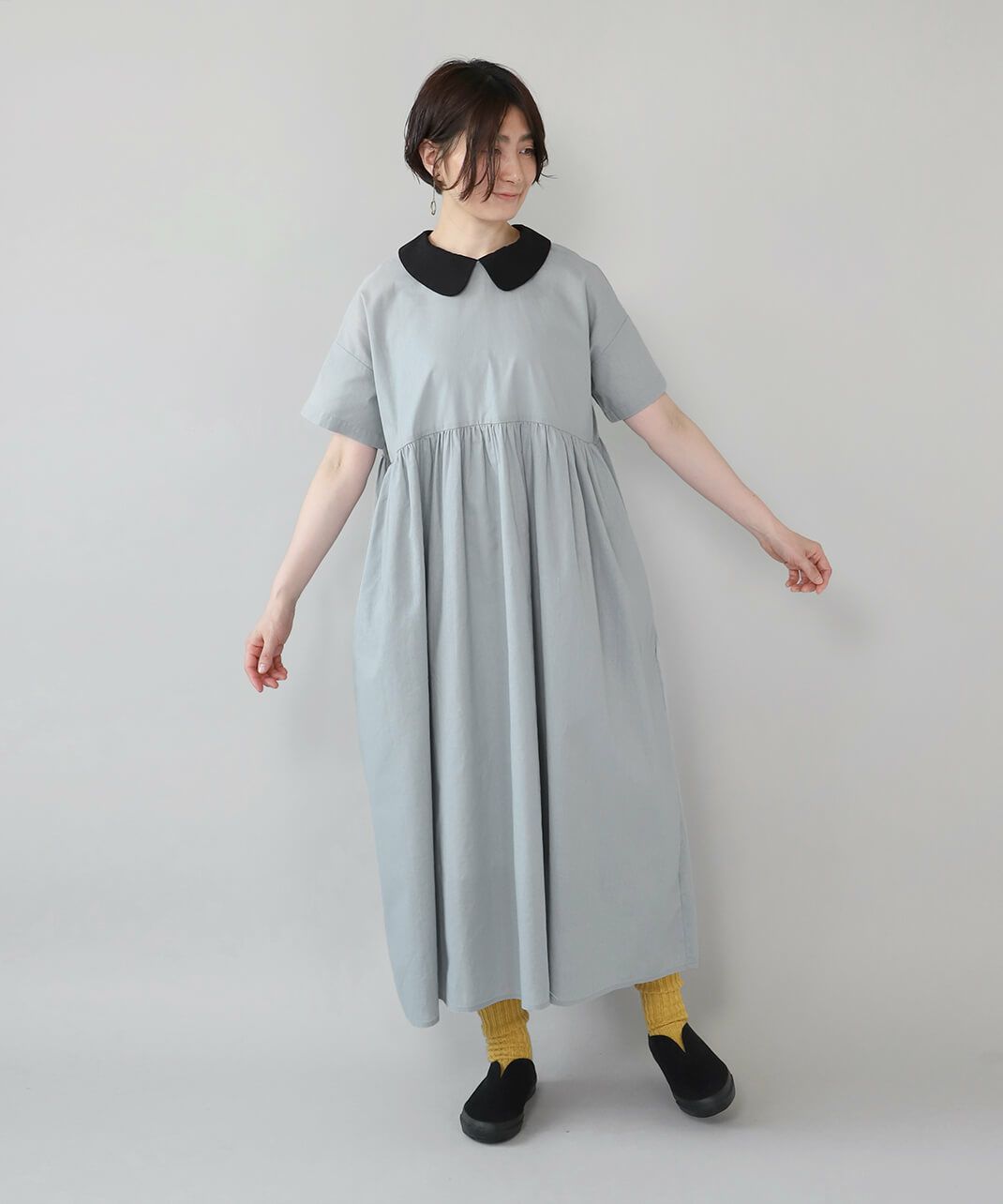 mumokutekiコットンリネンの襟付き2WAYワンピース | mumokuteki mumokutekiコットンリネンの襟付き2WAYワンピース | mumokuteki