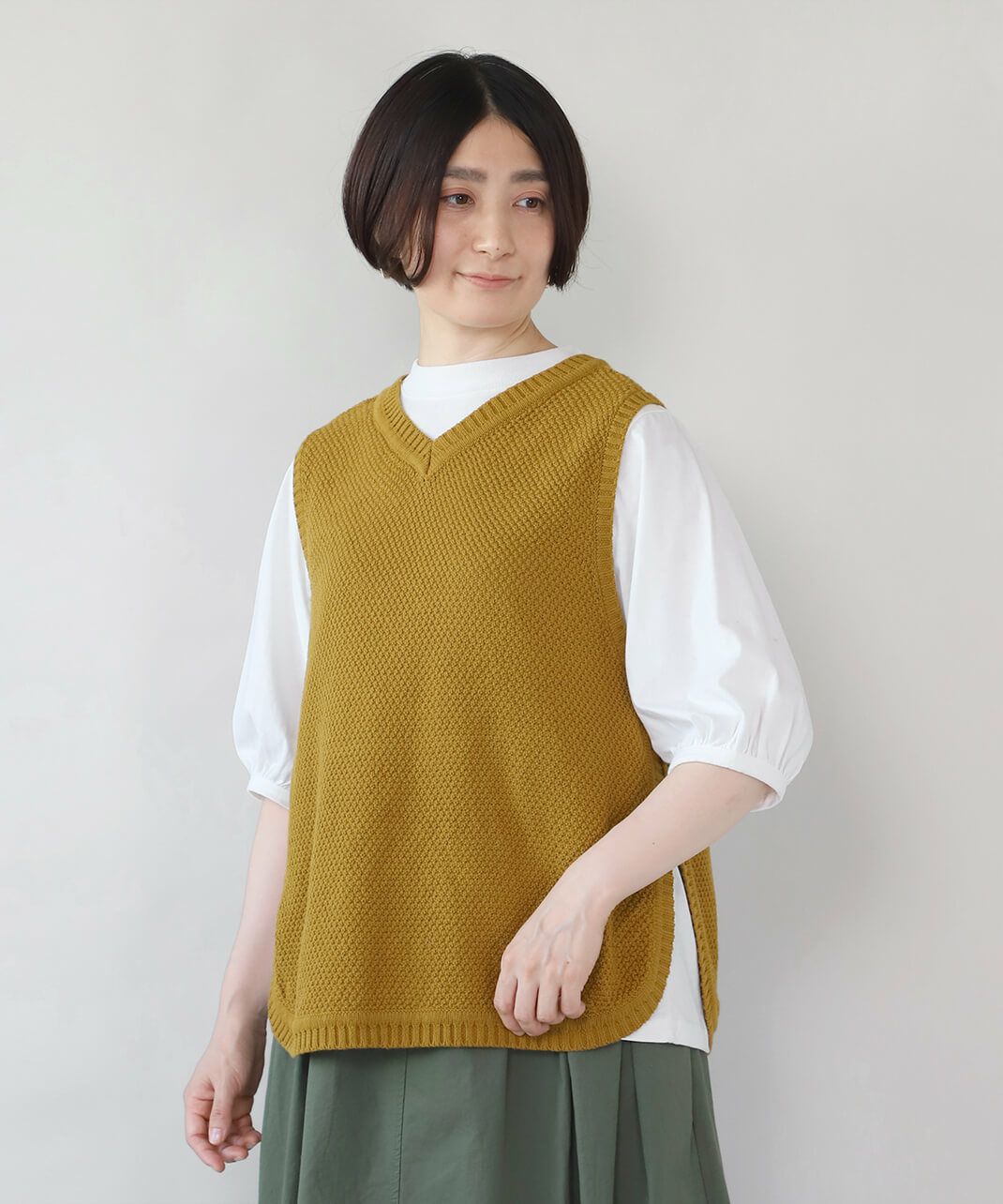 鹿の子編み2WAYベスト