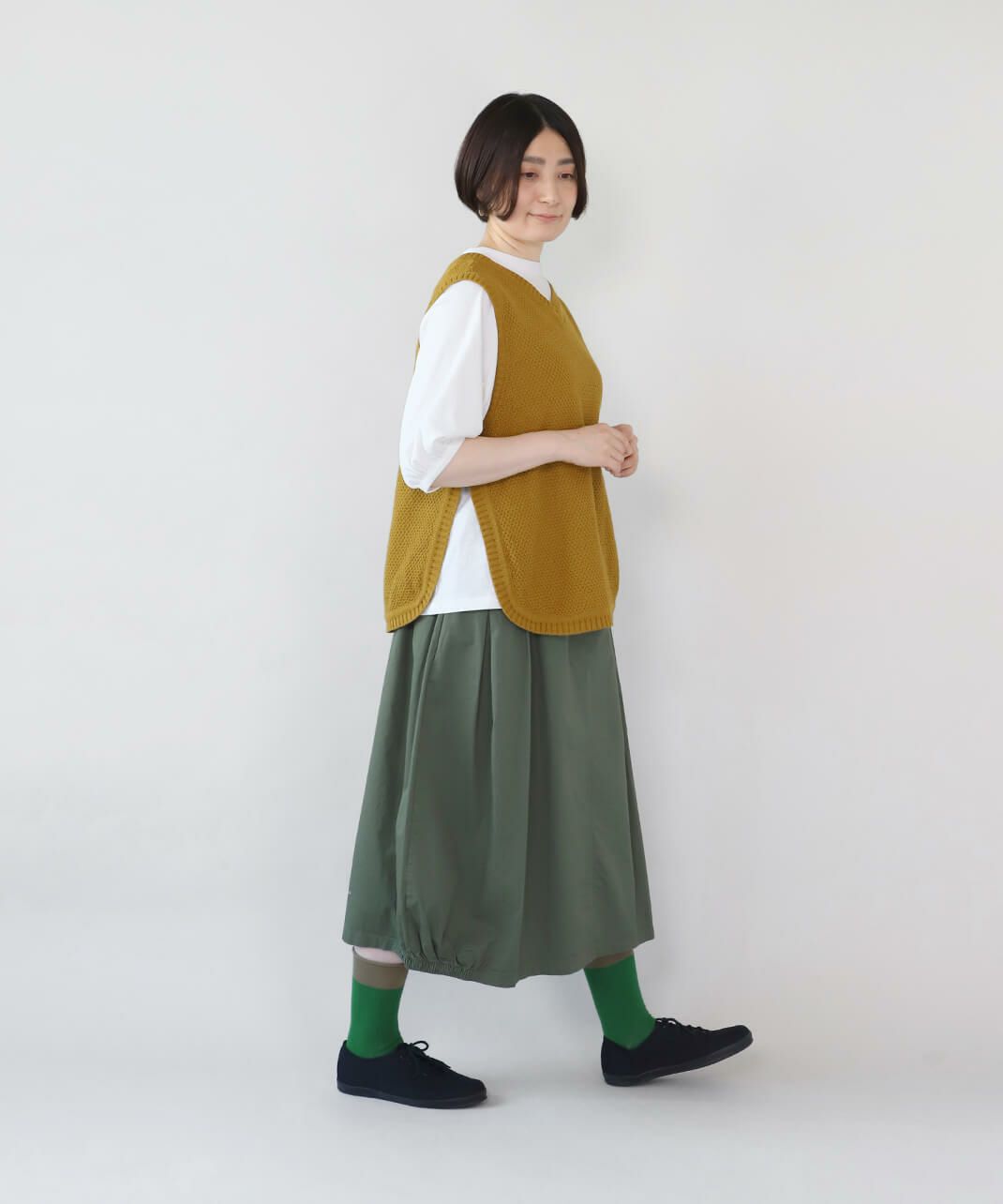ボリューム感のある服とも合わせやすい。