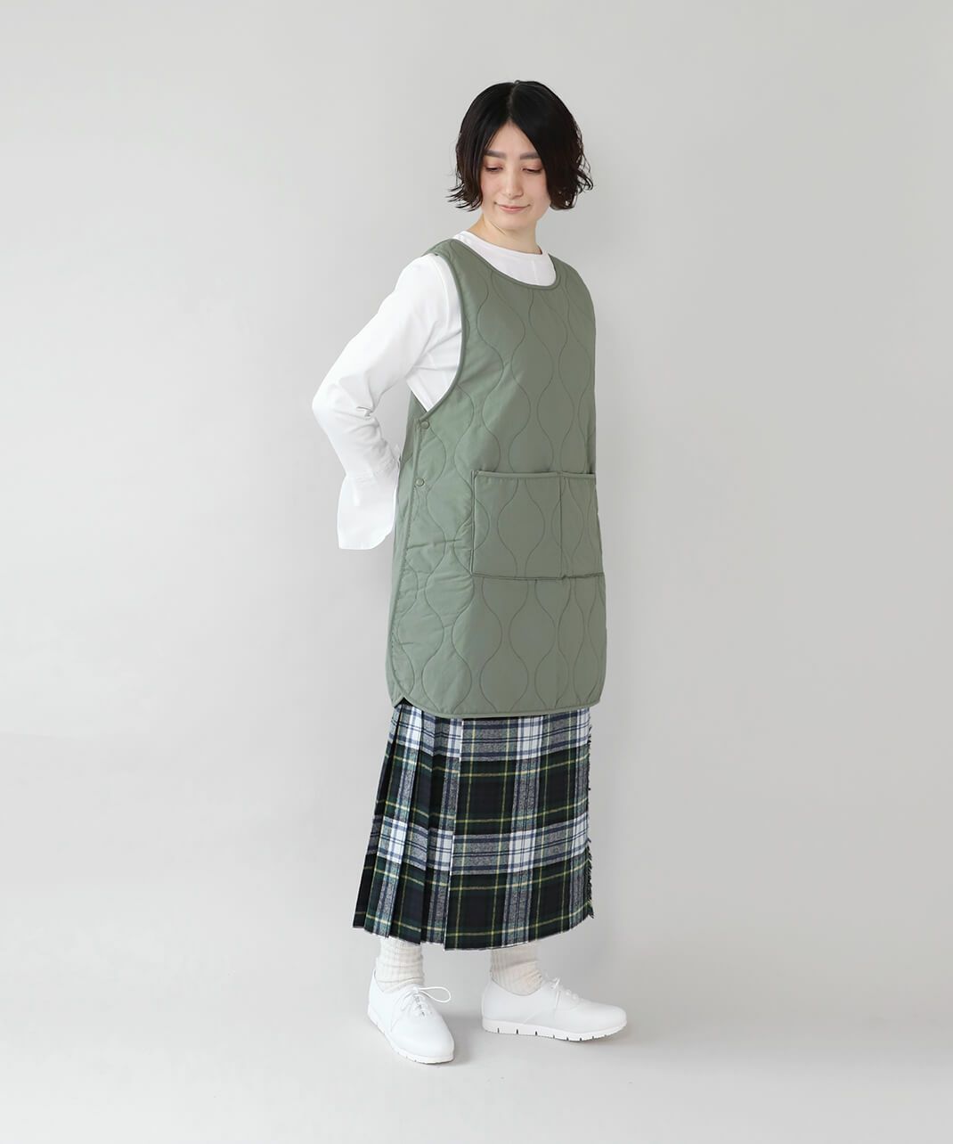 撥水キルティングのエプロン