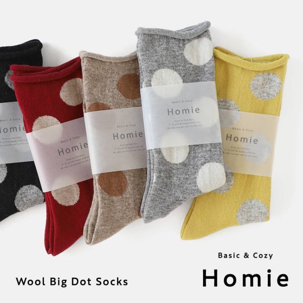 大きめのドット柄が可愛い Homieウールソックス