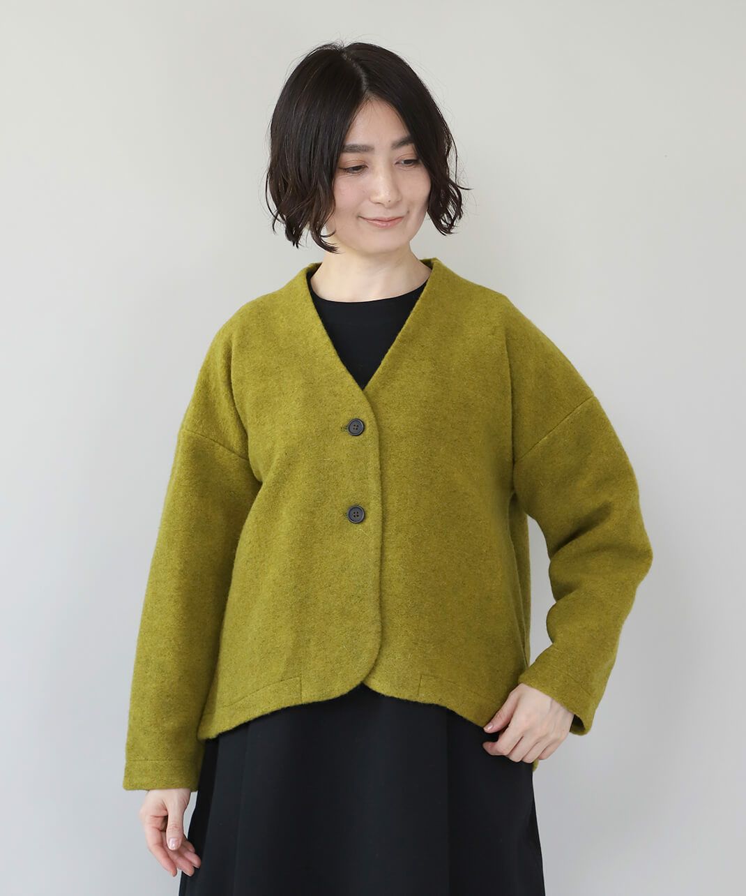 ウール混スライバーニットのジャケット