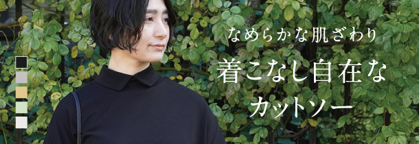 肌触りなめらか3WAY襟付きカットソー