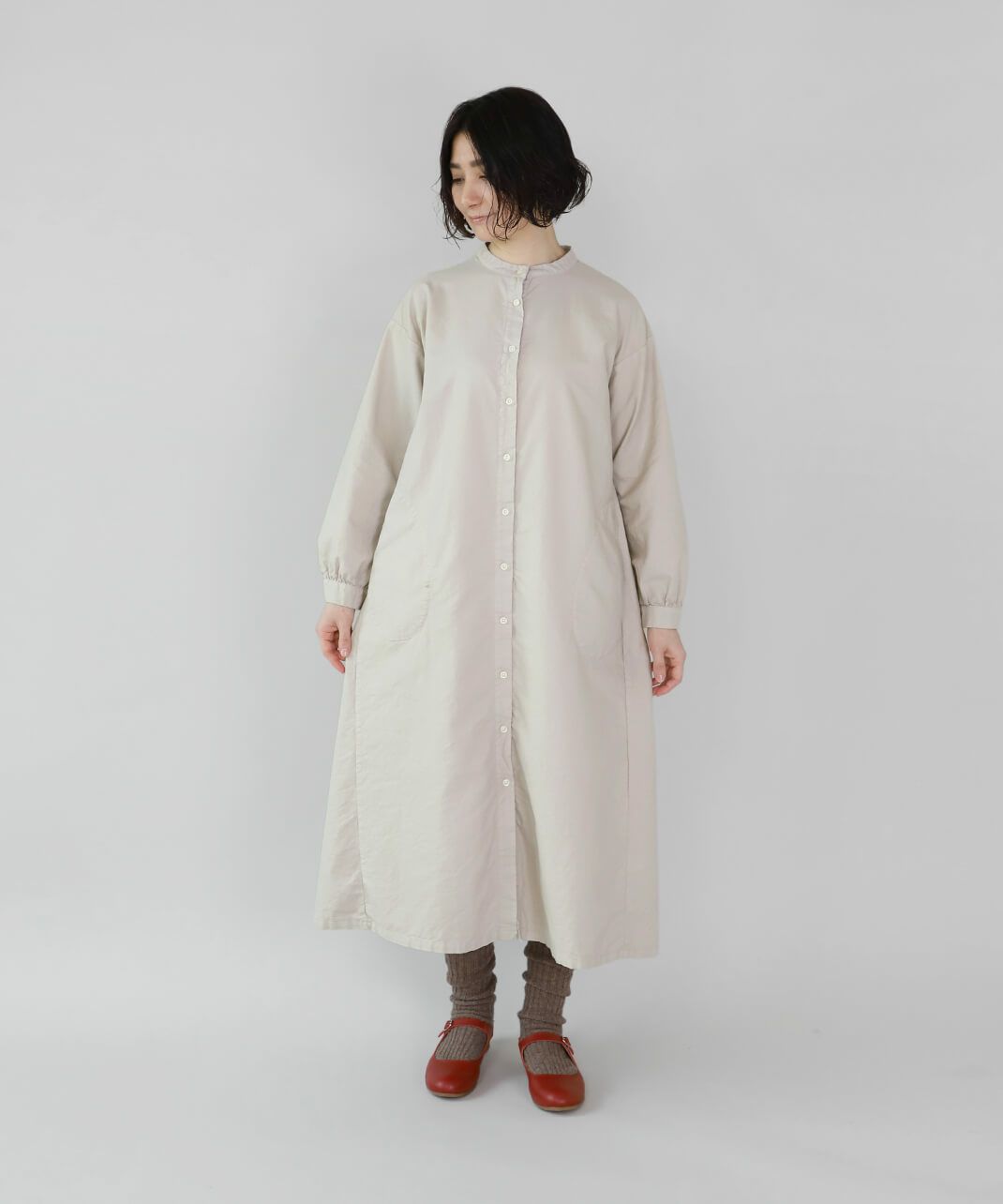 オックス素材のシャツワンピース