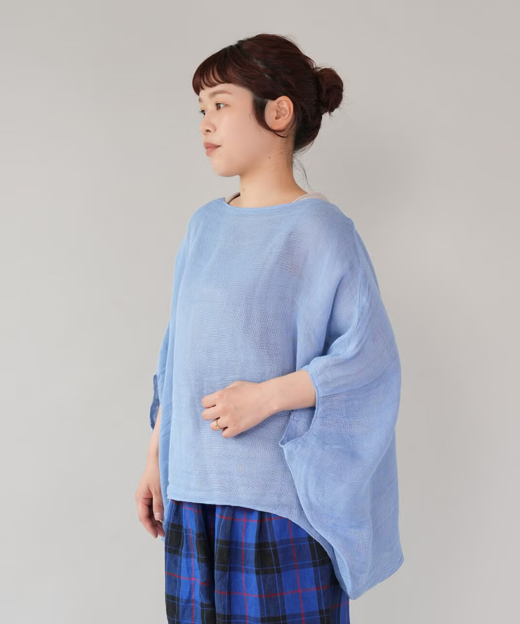 コットン100％の蚊帳生地のスモック