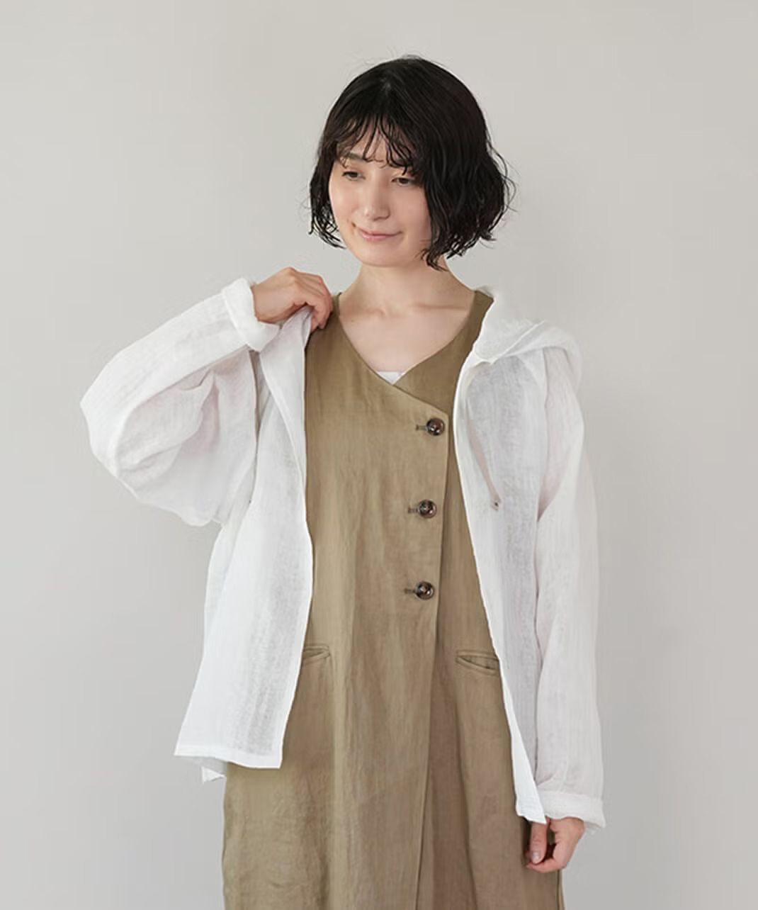 コットン100％の蚊帳生地のスモック