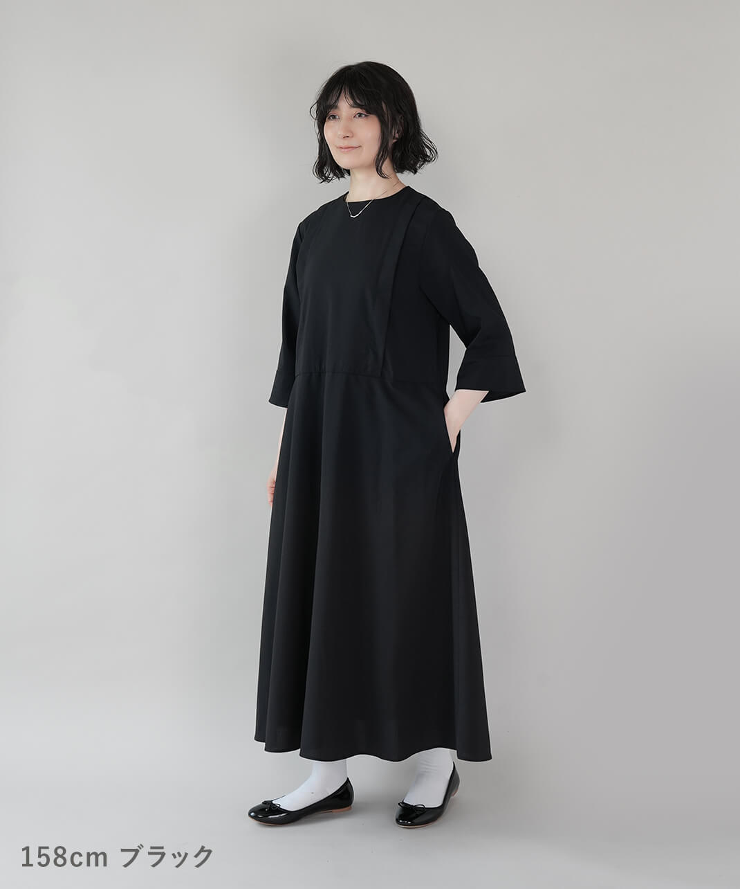 フォーマル対応接触冷感のワンピースドレス 着画