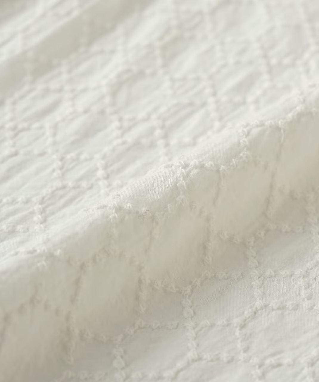 サークル刺繍を施したコットン生地