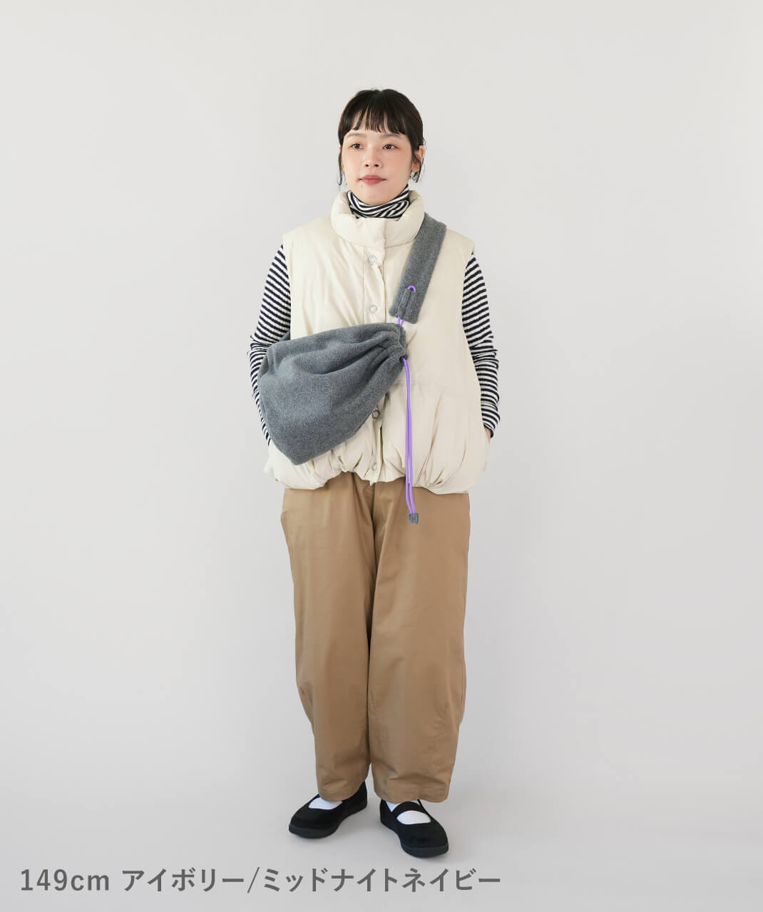 mumokuteki ちくちくしないタートルネックカットソー ボーダー　コーデ