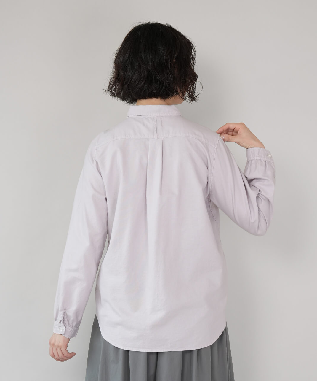 mumokuteki　みんなの定番いつものオックスシャツ　ピンク　着画